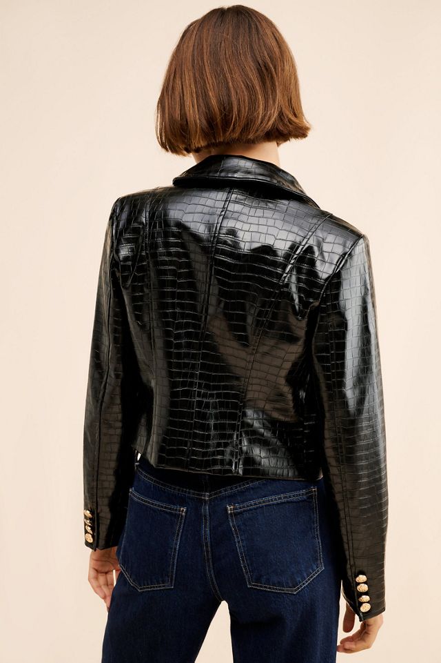 Avec Les Filles Vegan Leather Croc Lady Jacket #2