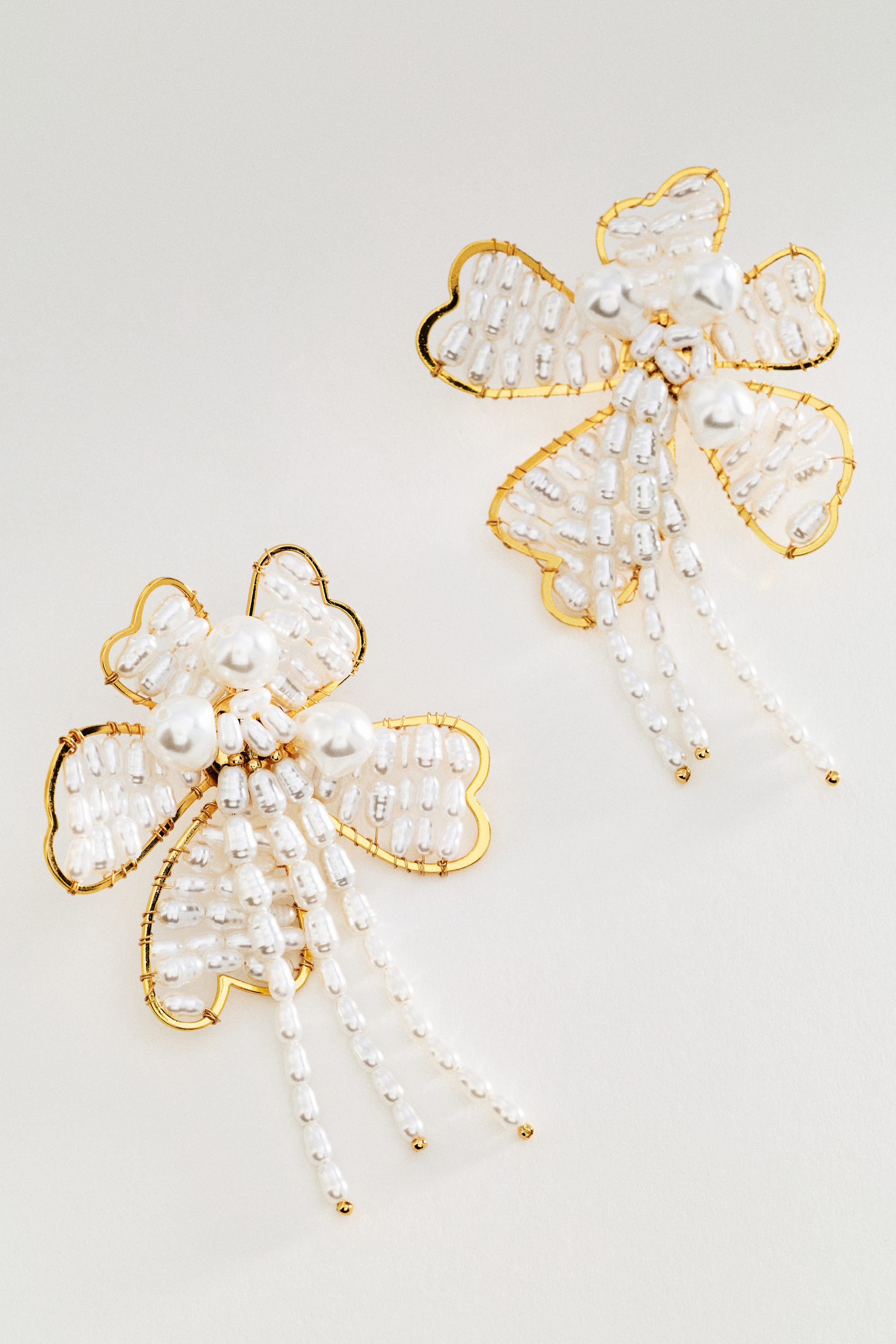 Beaded Pearl Floral Earrings - Image 1