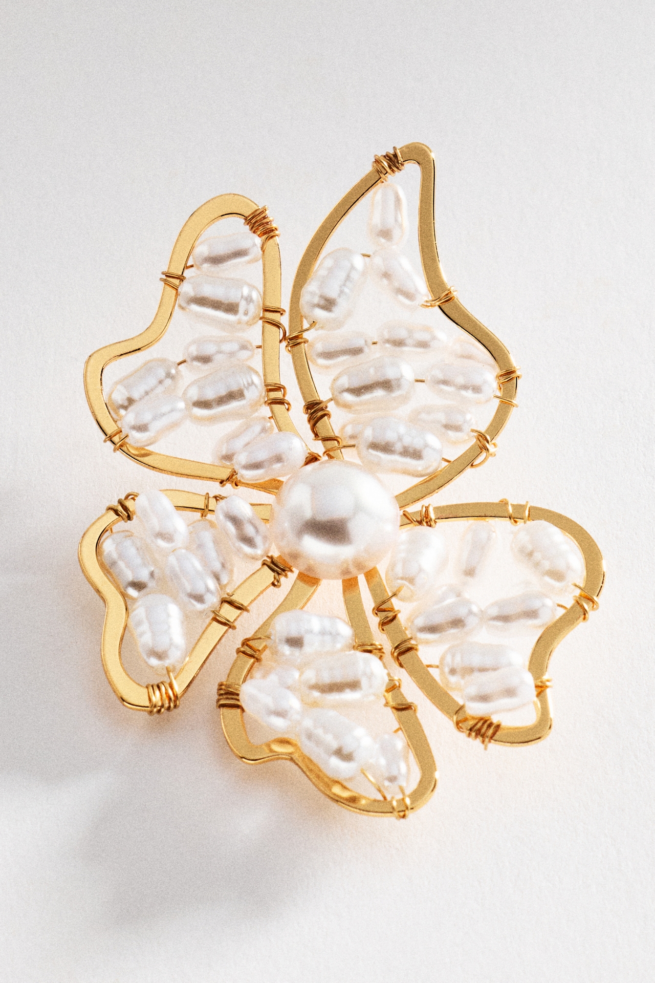 Beaded Pearl Floral Post Earrings