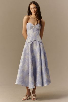 knee length dresses for ladies Georgia Strapless Dress in Floral by Hutch main image 1