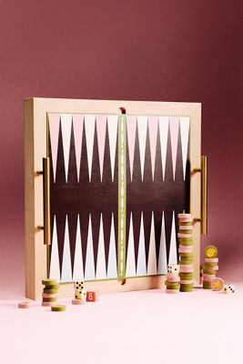 Anthropologie 2-in-1 Wooden Checkers and Backgammon Game