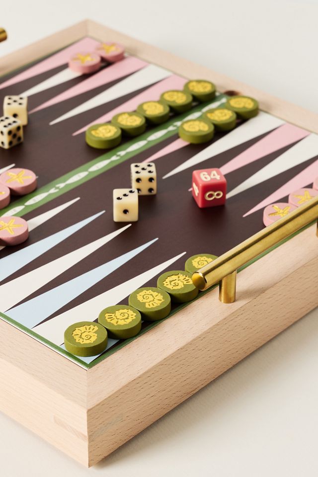 Anthropologie 2-in-1 Wooden Checkers and Backgammon Game #2