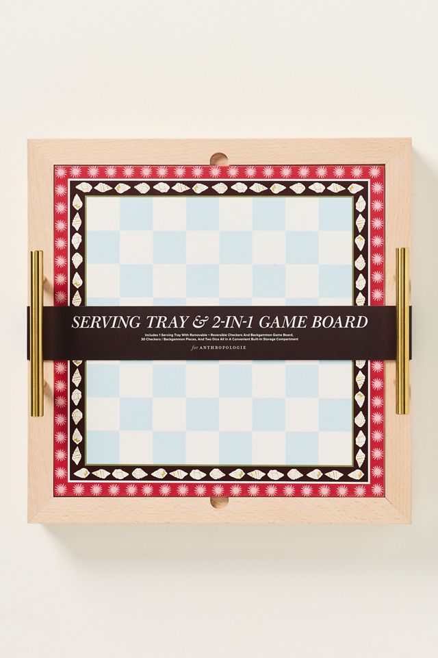 Anthropologie 2-in-1 Wooden Checkers and Backgammon Game #3