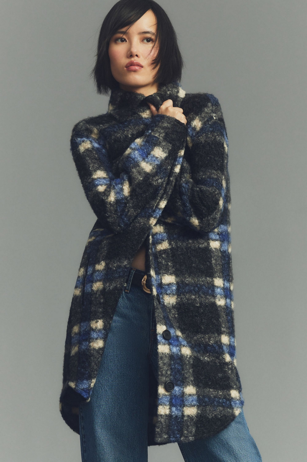 RD Style Eva Plaid Boucl? Shirt Jacket