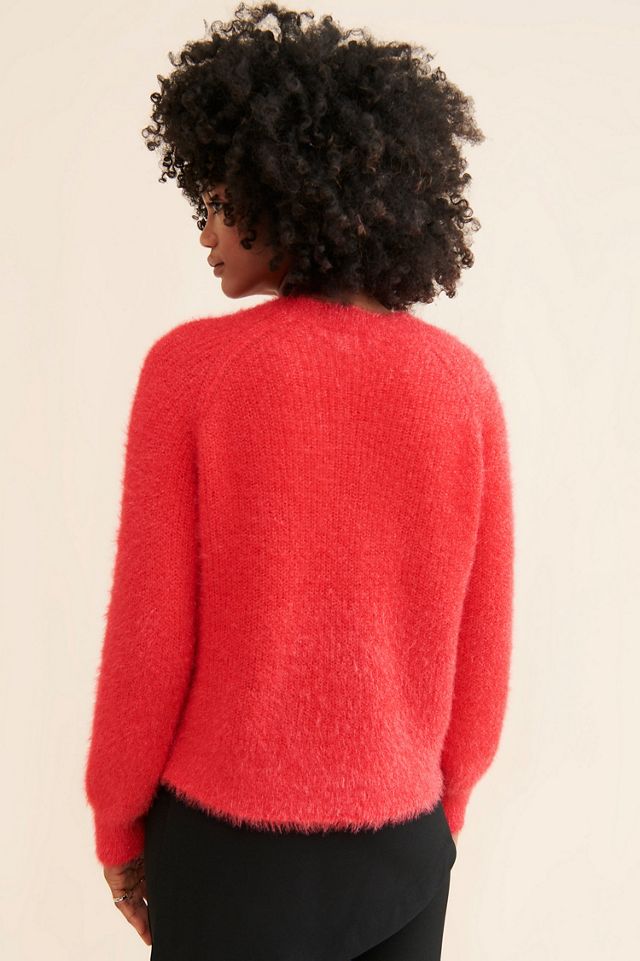 Flat White Fluffy Crew Neck Sweater #3