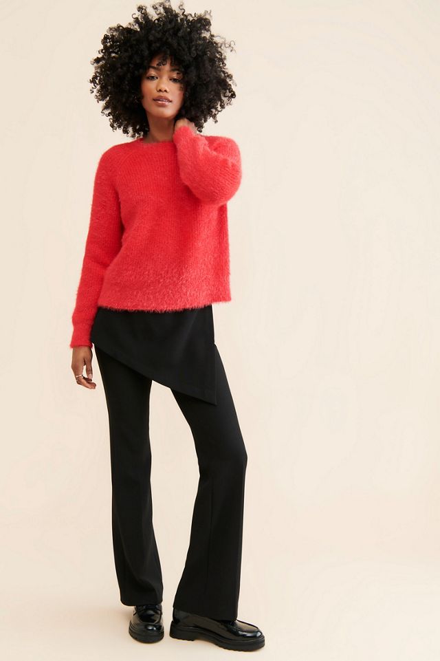 Flat White Fluffy Crew Neck Sweater #4