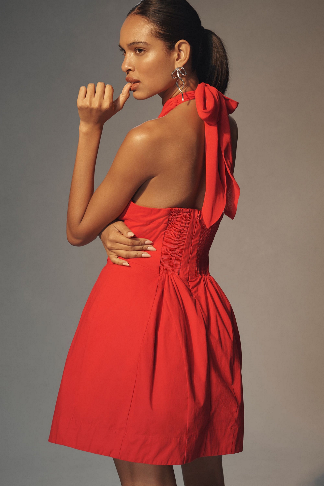 Maeve Twist Halter Tie-Neck Mini Dress