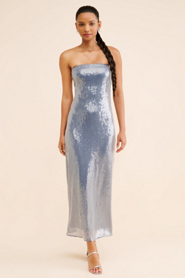 hutch strapless sequin column midi dress Hutch