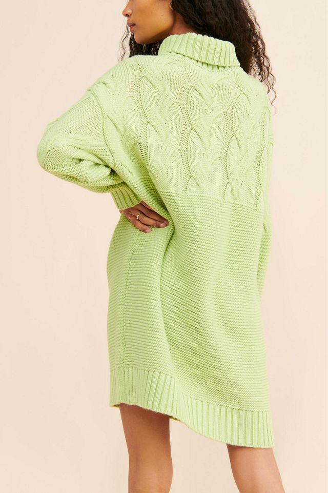 folkster green dress Long Sleeve Women Dress Turtleneck – Souad15 Boutiques main image 1