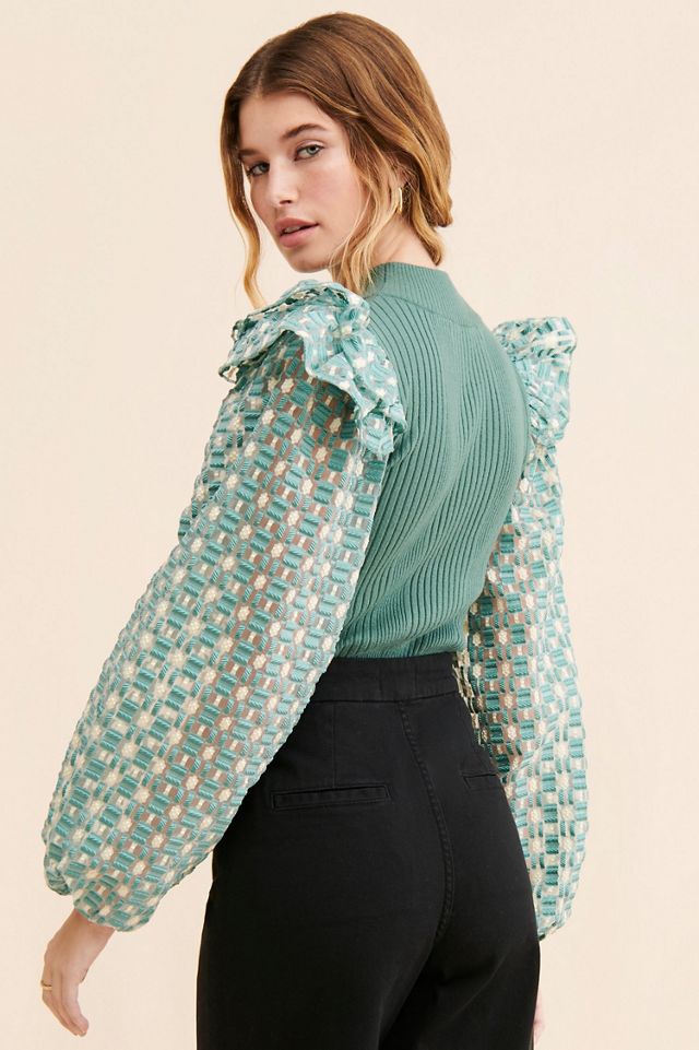 Flat White Mixed Media Pullover #1