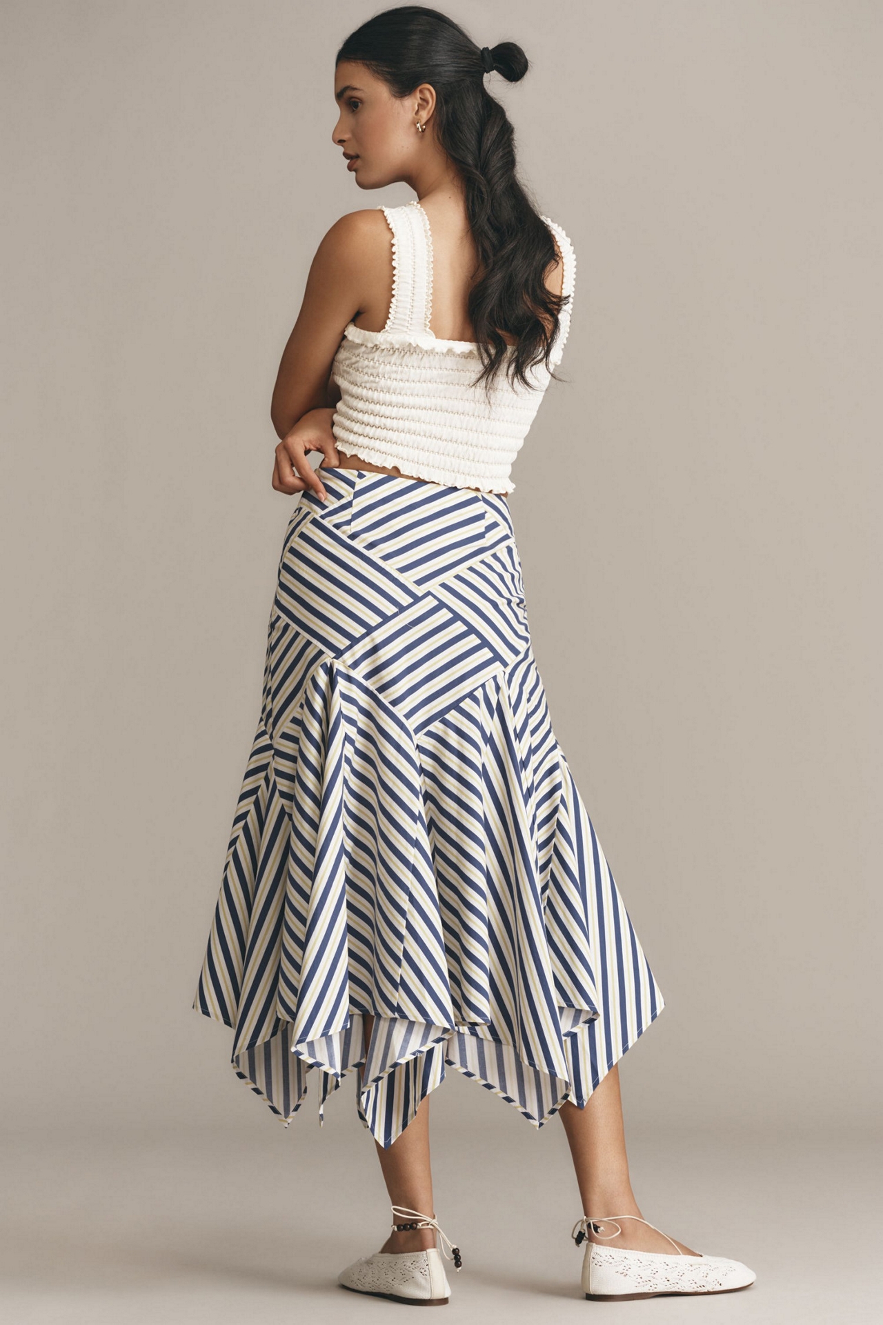 Reworked Menswear Handkerchief Midi Skirt