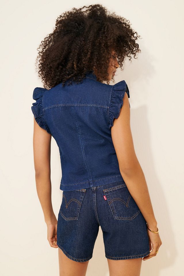 Dolan Ruffled Denim Utility Vest #2
