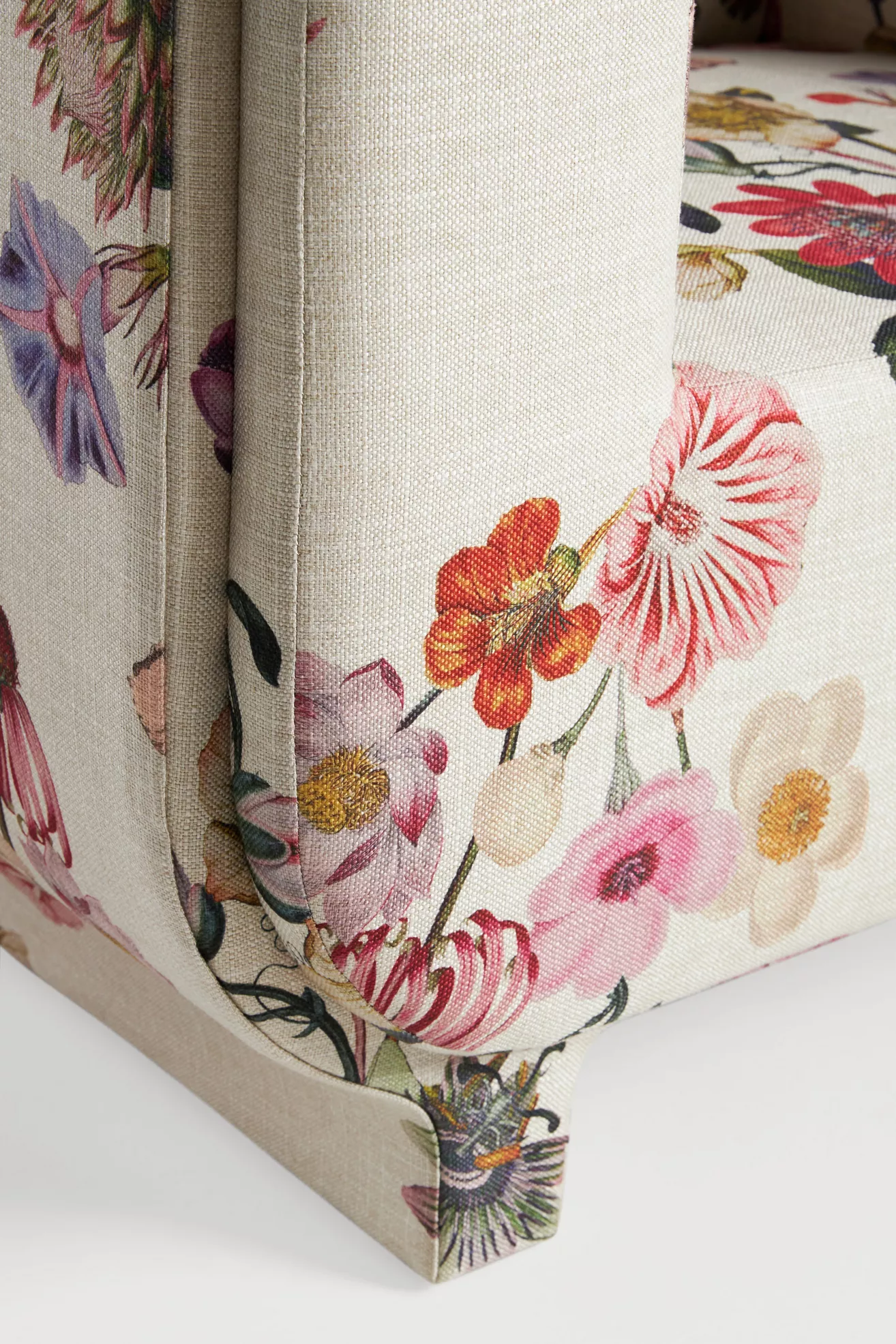 Corner of chair showing seam and fabric texture