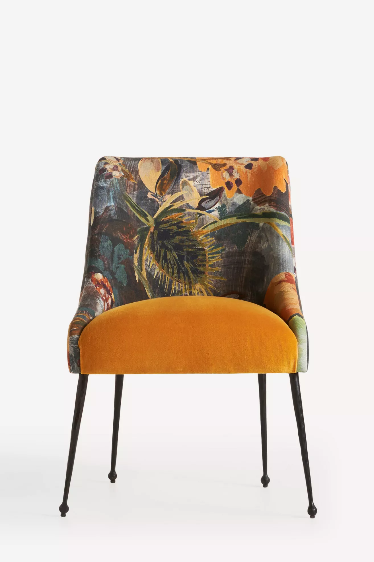 Front view of the same vibrant printed chair