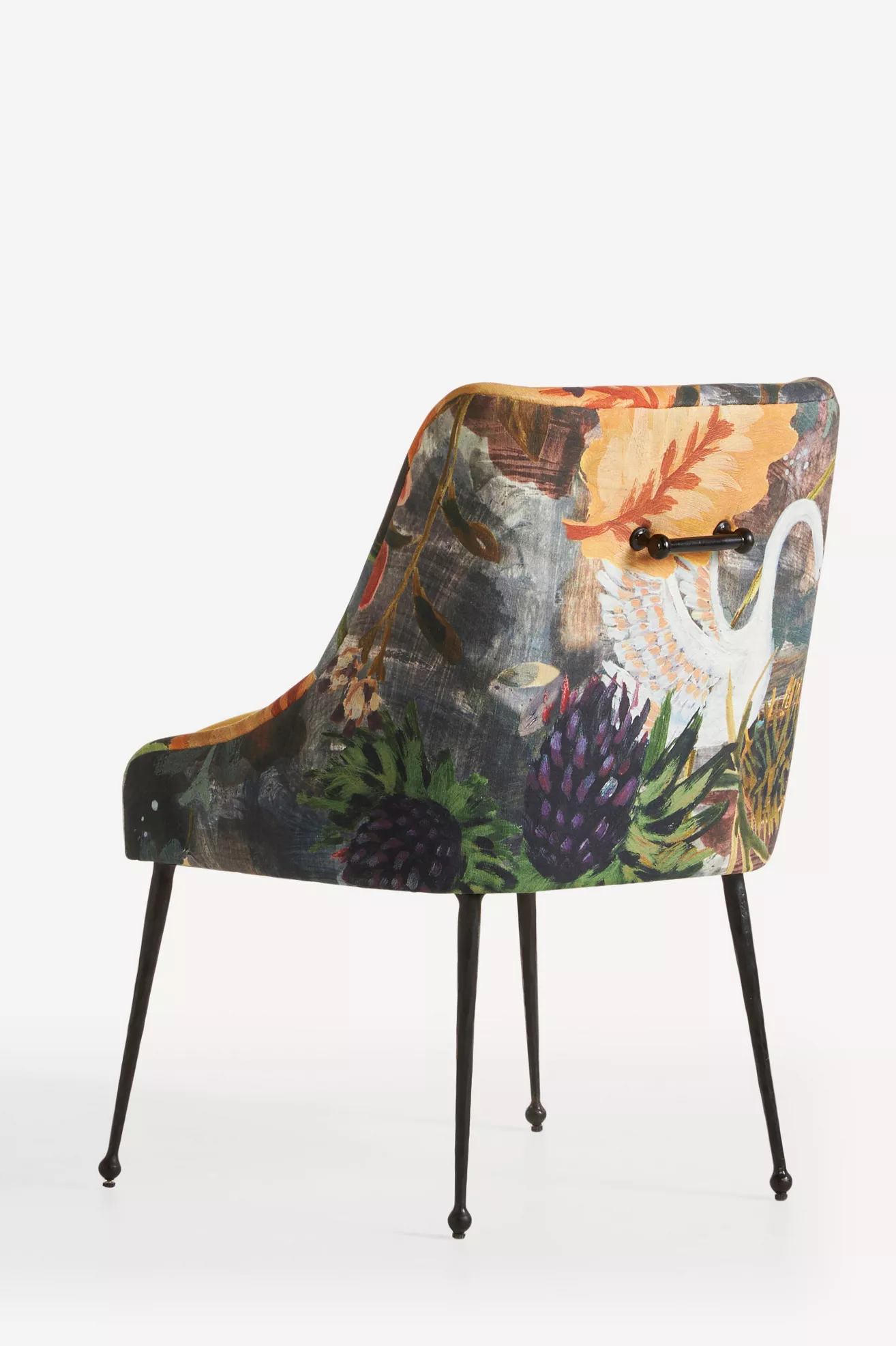 Side/back angle view of chair with handle on back