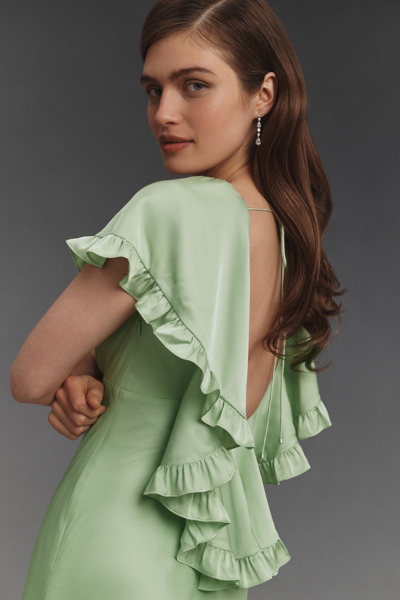 BHLDN Caped Satin Midi Dress