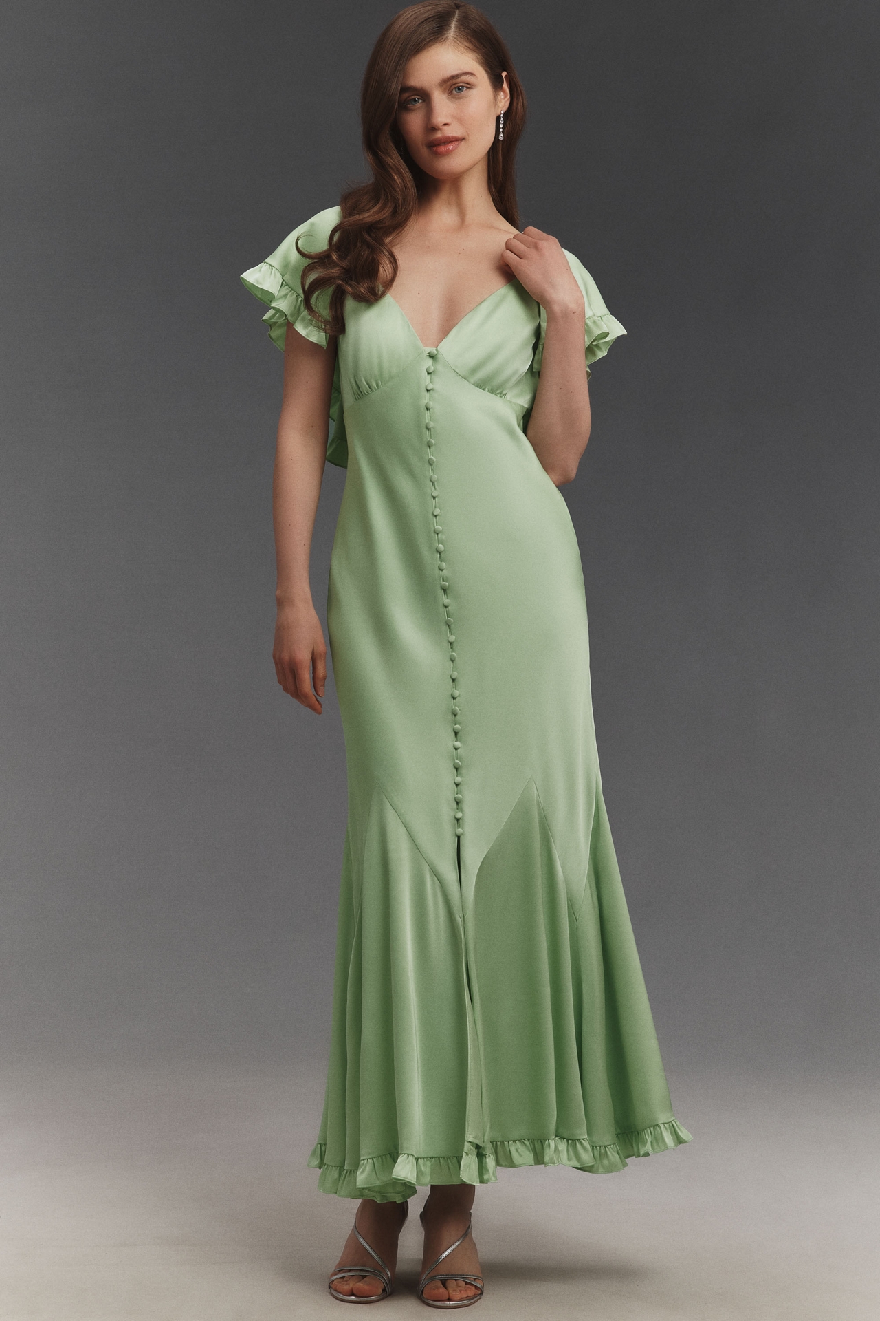 BHLDN Caped Satin Midi Dress