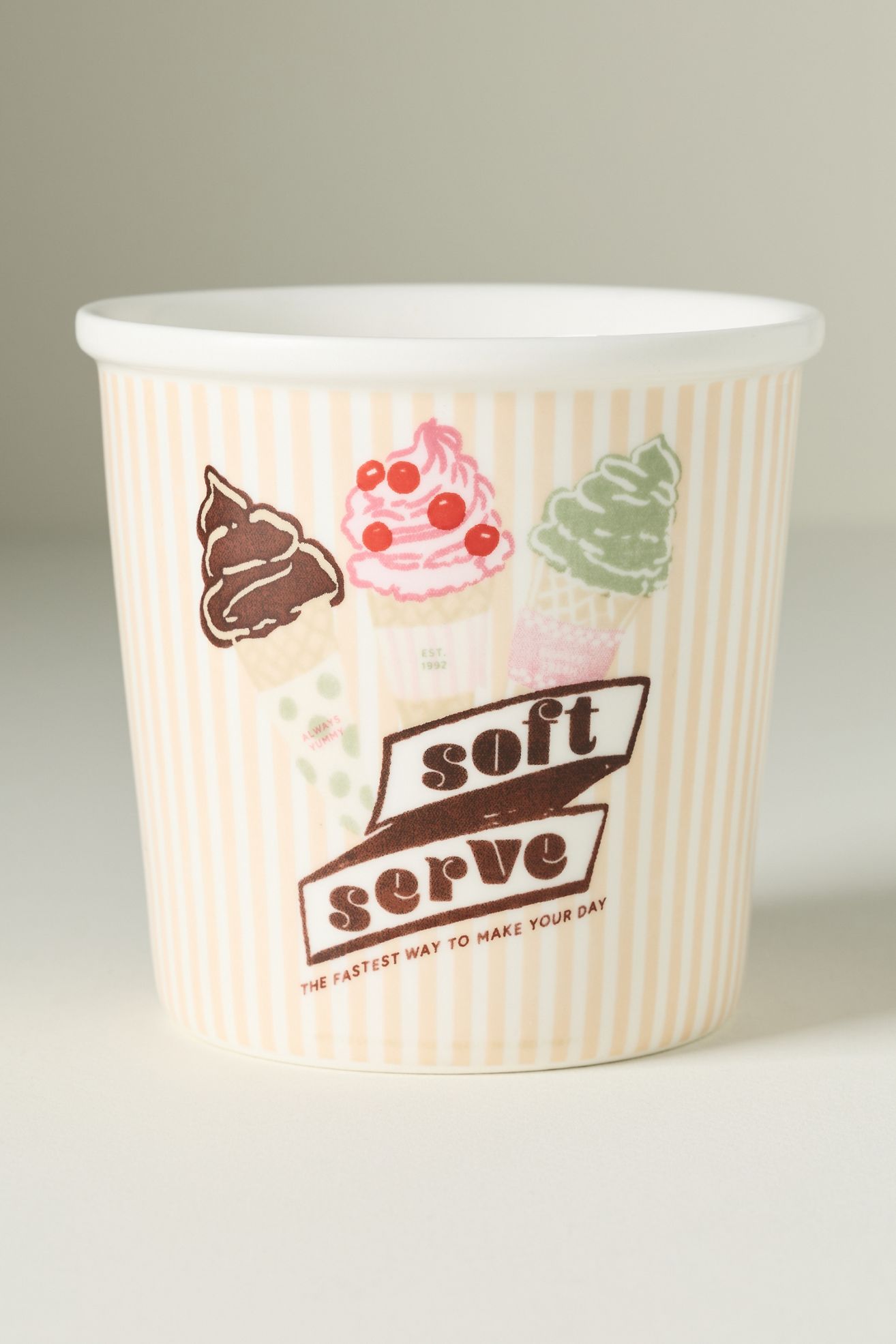 Glace Stoneware Ice Cream Pint Bowl - Ivory Stripe, One Size