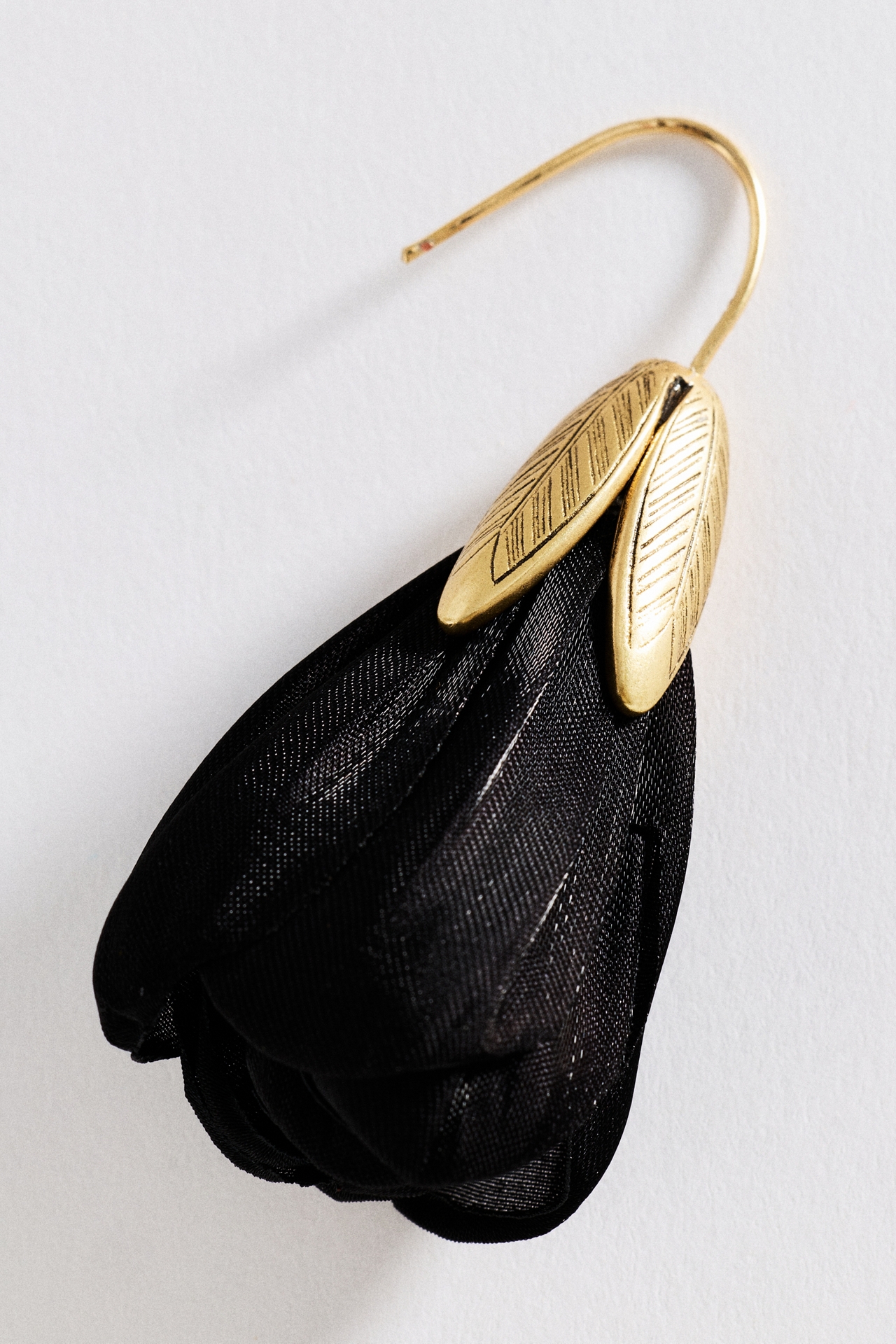 Fabric Flower Drop Earrings