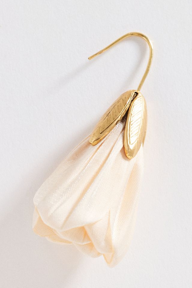 Fabric Flower Drop Earrings #2