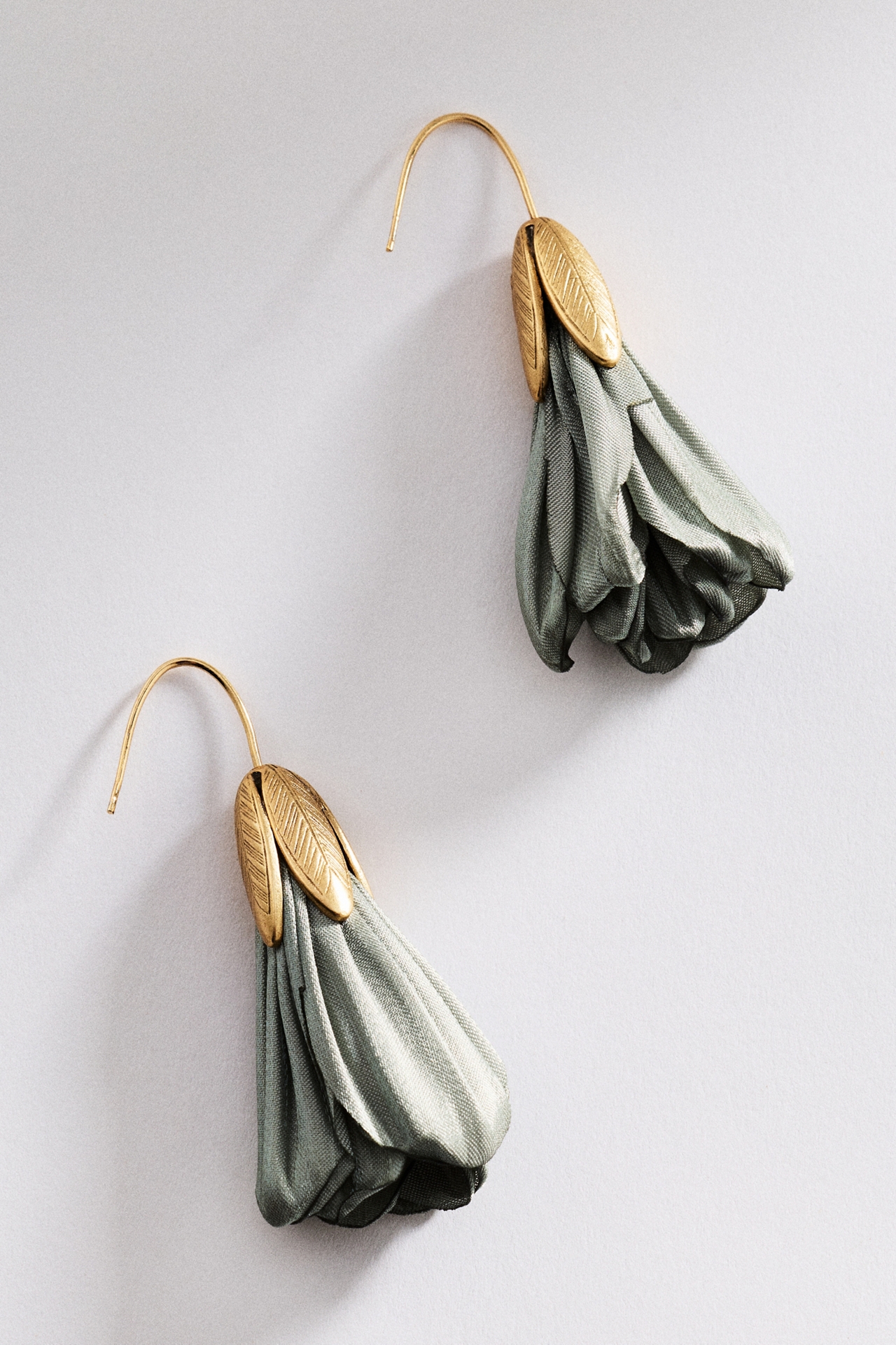 Fabric Flower Drop Earrings