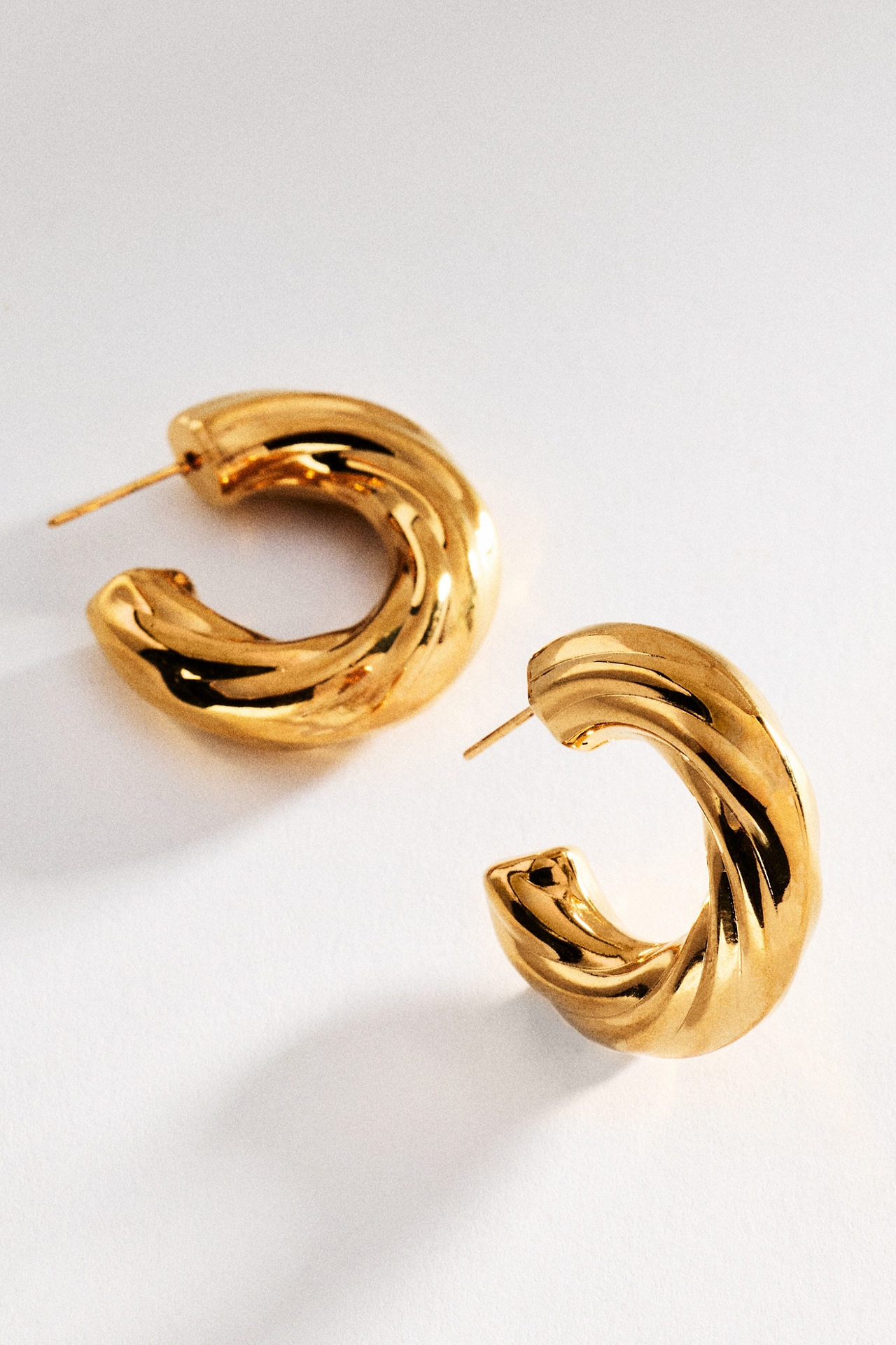 Textured Hoop Post Earrings