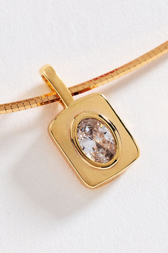 Framed Bezel Pendant Collar Necklace #1