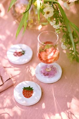Marble Icon Coasters, Set of 4 Strawberry