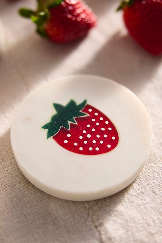 Marble Icon Coasters, Set of 4 Strawberry #2