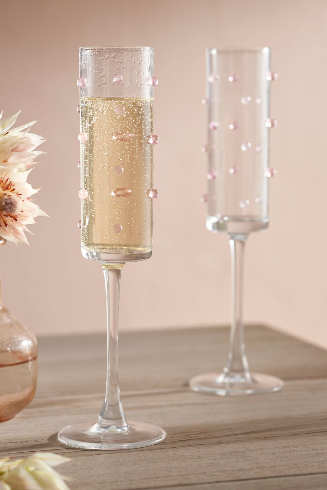 Pink Confetti Flutes, Set of 2 - Pink, One Size