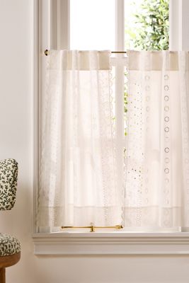 Sigrid Cotton Embroidered Scalloped Cafe Curtain, Set of 2