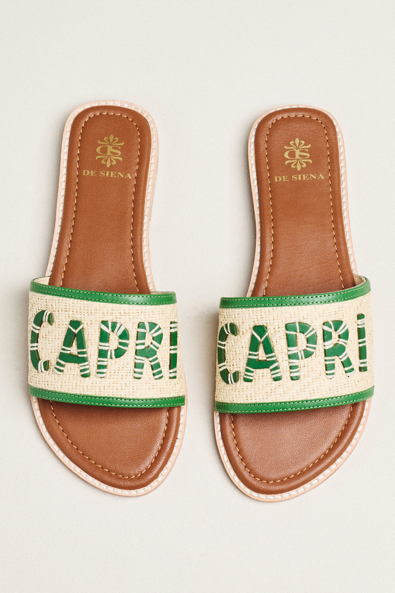 De Siena Capri Raffia Slide Sandals