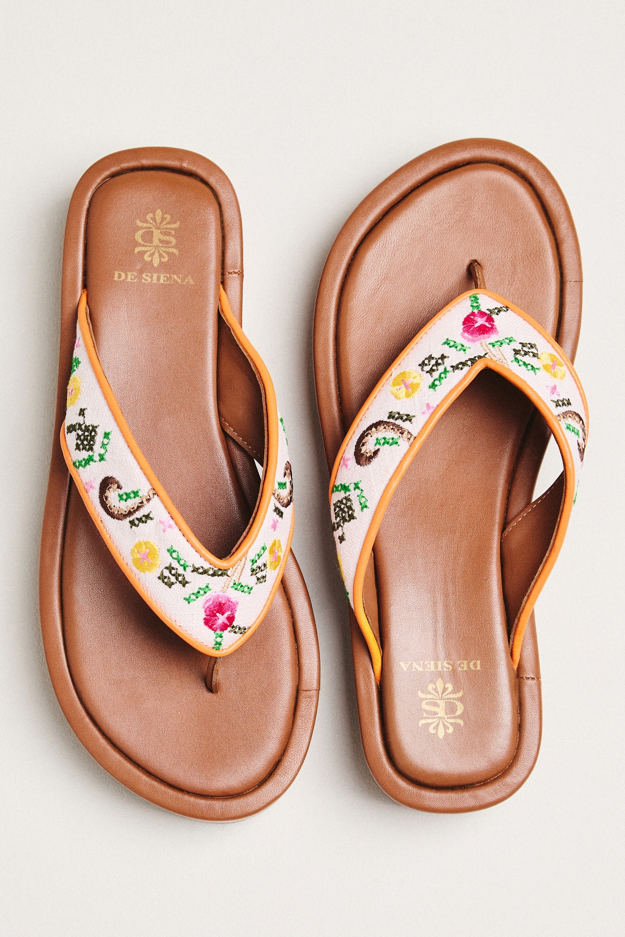 De Siena Natalia Embroidered Thong Sandals