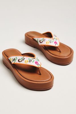 De Siena Natalia Embroidered Flip-Flop Sandals