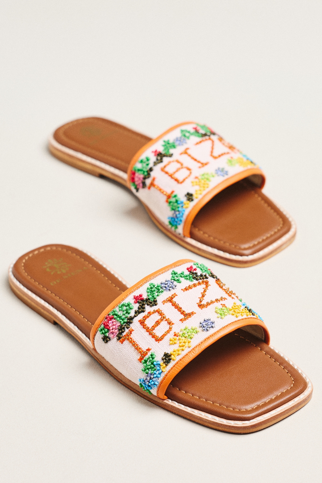 De Siena Ibiza Embroidered Slide Sandals