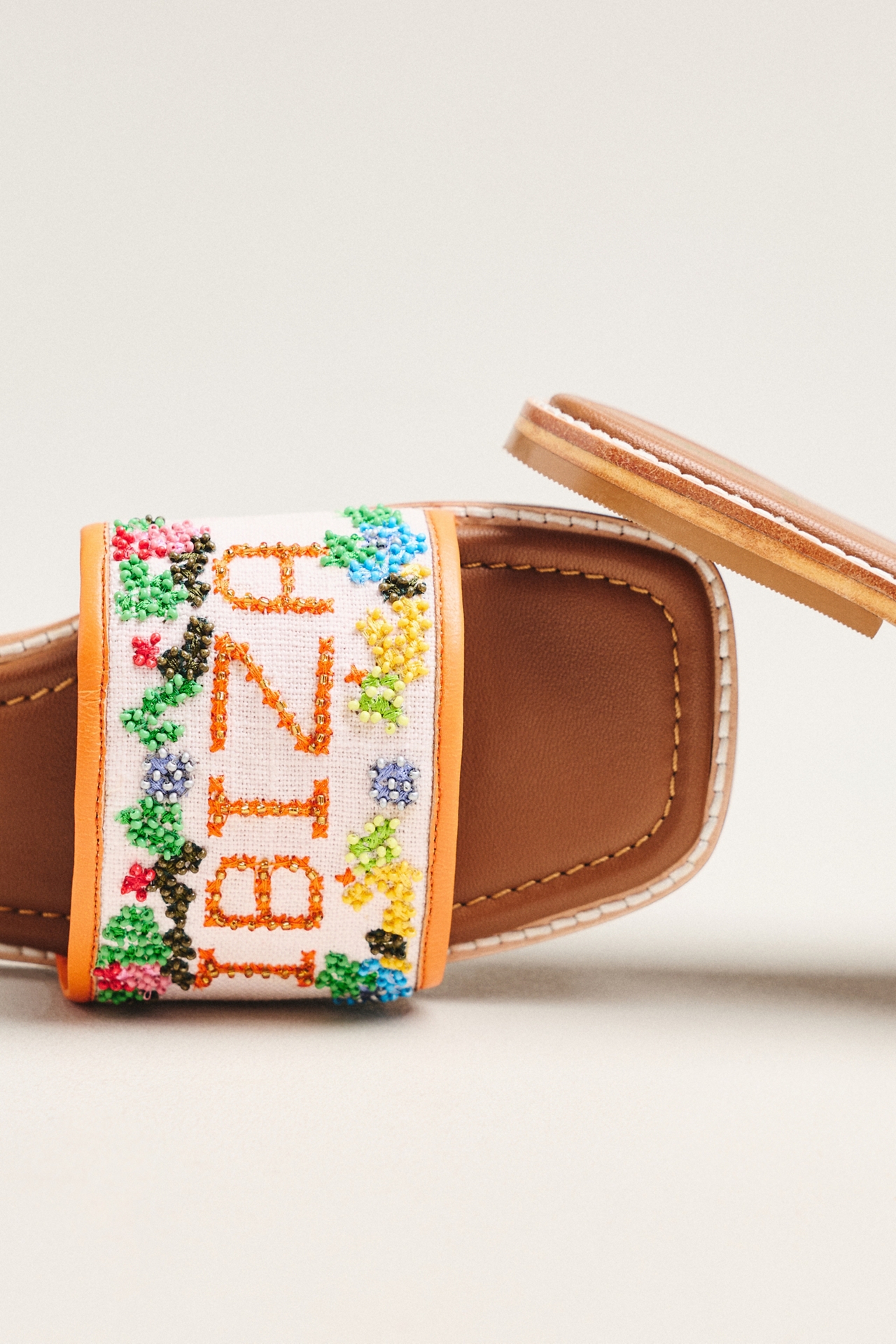 De Siena Ibiza Embroidered Slide Sandals