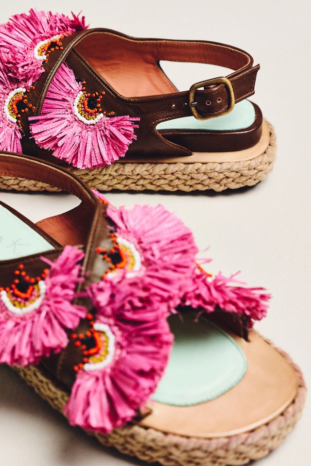 Meher Kakalia Rio Bloc Fringe Sandals | Anthropologie