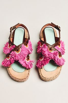 Meher Kakalia Rio Bloc Fringe Sandals
