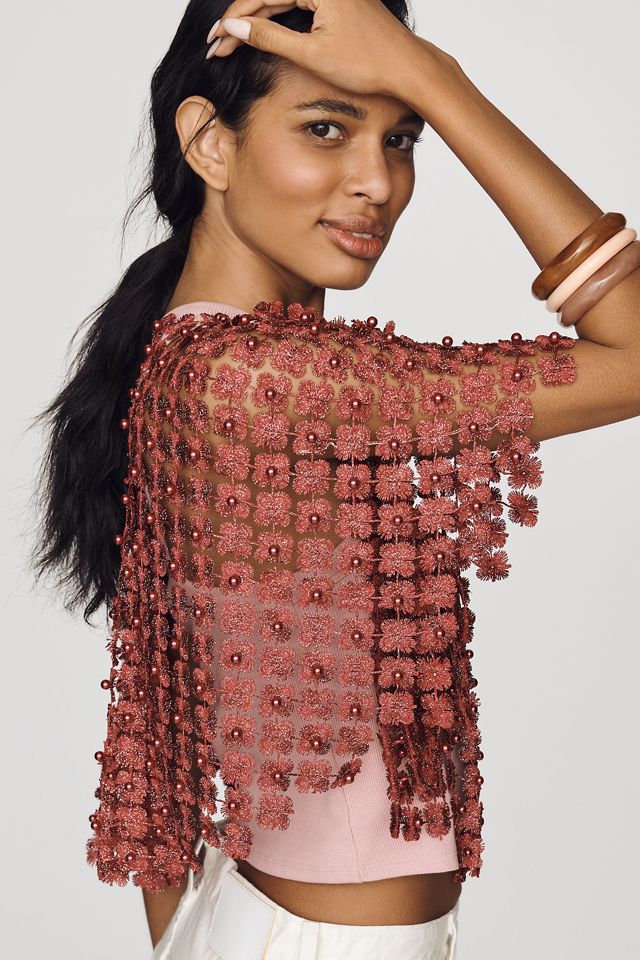 Sheer Pearl Lace Cape #2