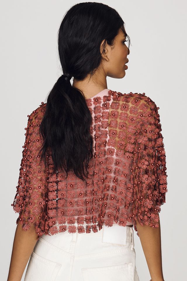 Sheer Pearl Lace Cape #3
