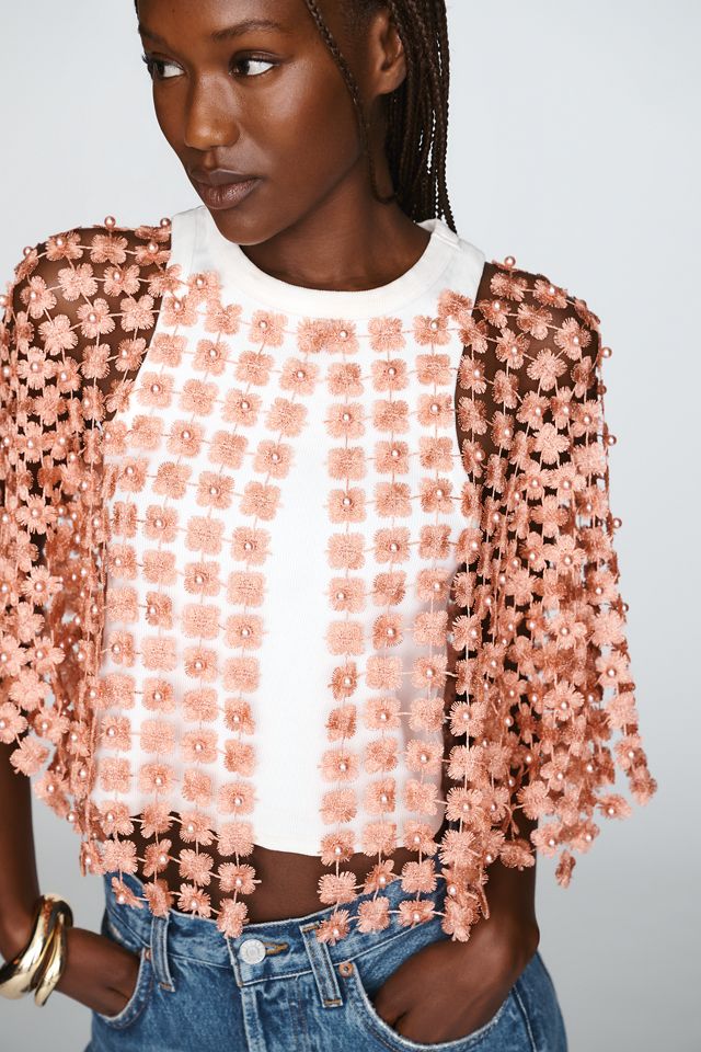 Sheer Pearl Lace Cape #2