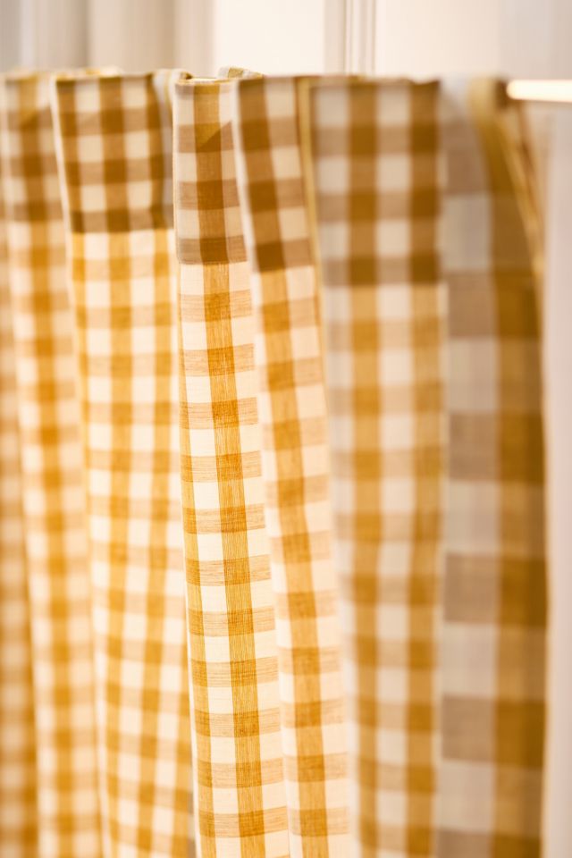 Cotton Linen Gingham Cafe Curtain, Set of 2 #1