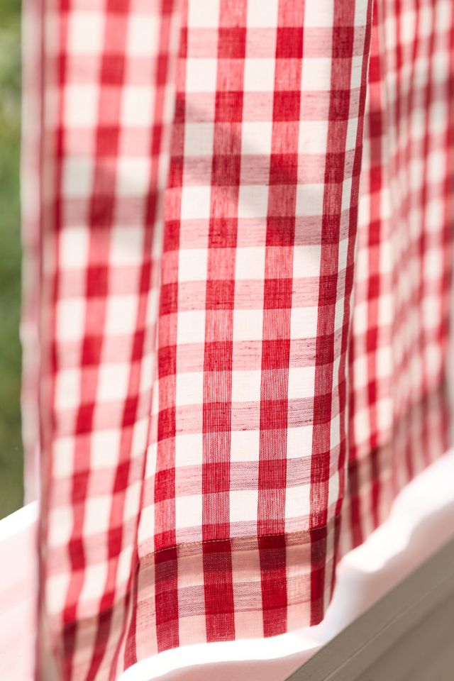Cotton Linen Gingham Cafe Curtains, Set of 2 #1