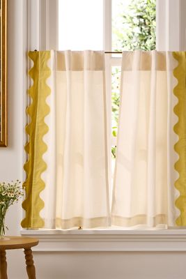 Maeve Scalloped Cotton Cafe Curtain, Set of 2