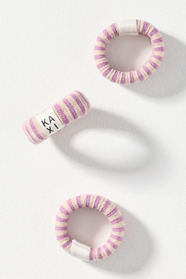 Kaxi Striped Hair Ties, Set Of 3 In Pink
