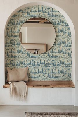 Sunday Social Scene Hazy Shade of Winter Toile Grasscloth Wallpaper