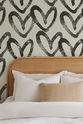 Sunday Social Scene x House of Shan Hearts Grasscloth Wallpaper