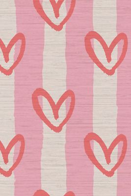 Sunday Social Scene x House of Shan Striped Hearts Grasscloth Wallpaper