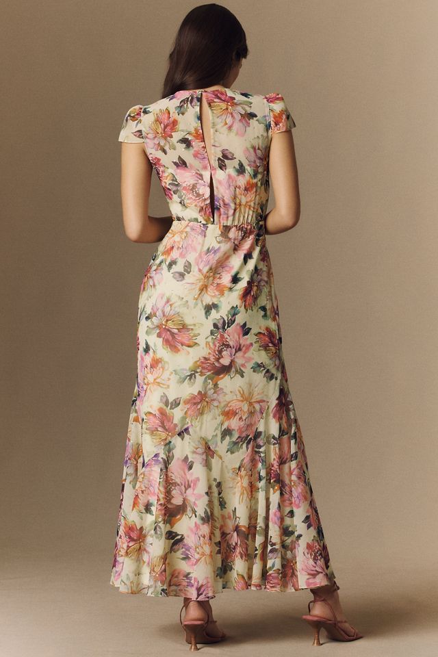 BHLDN Chiffon Cap-Sleeve Midi Dress
