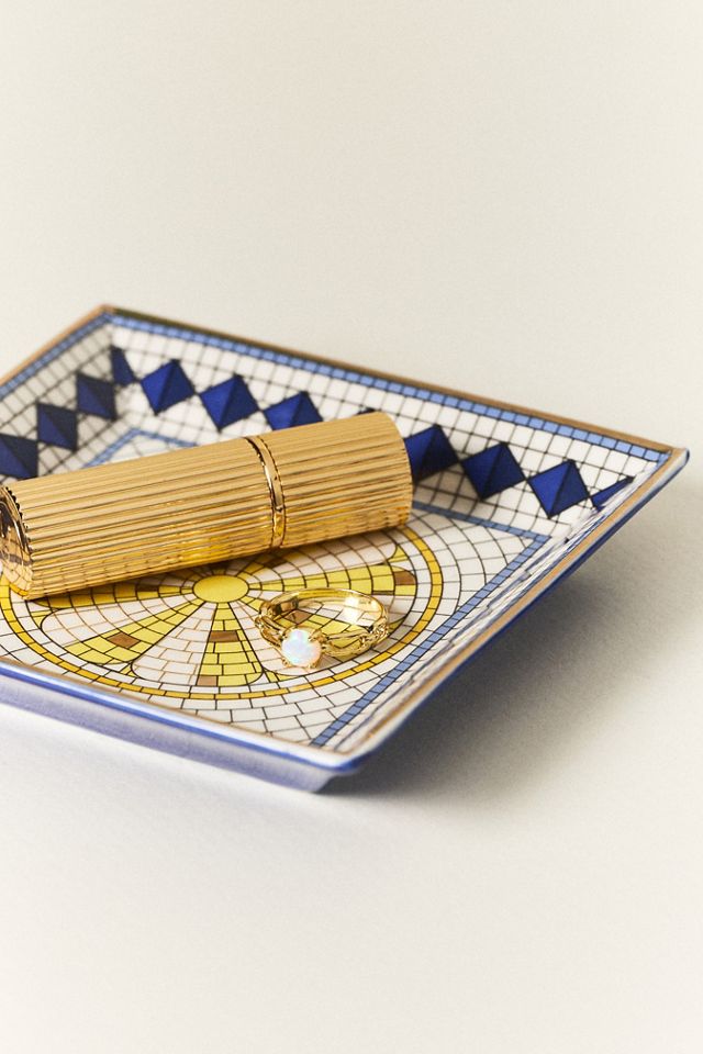 Bistro Tile Stoneware 24k Gold Accent Italia Trinket Dish #2